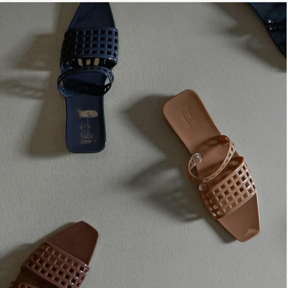 New! Heavenly Jelly Mule Classic Squared Open Toe Slides Sandals Size 6